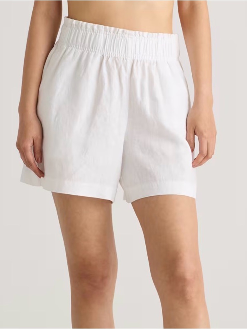 NWT-Quince White Elastic Linen Shorts